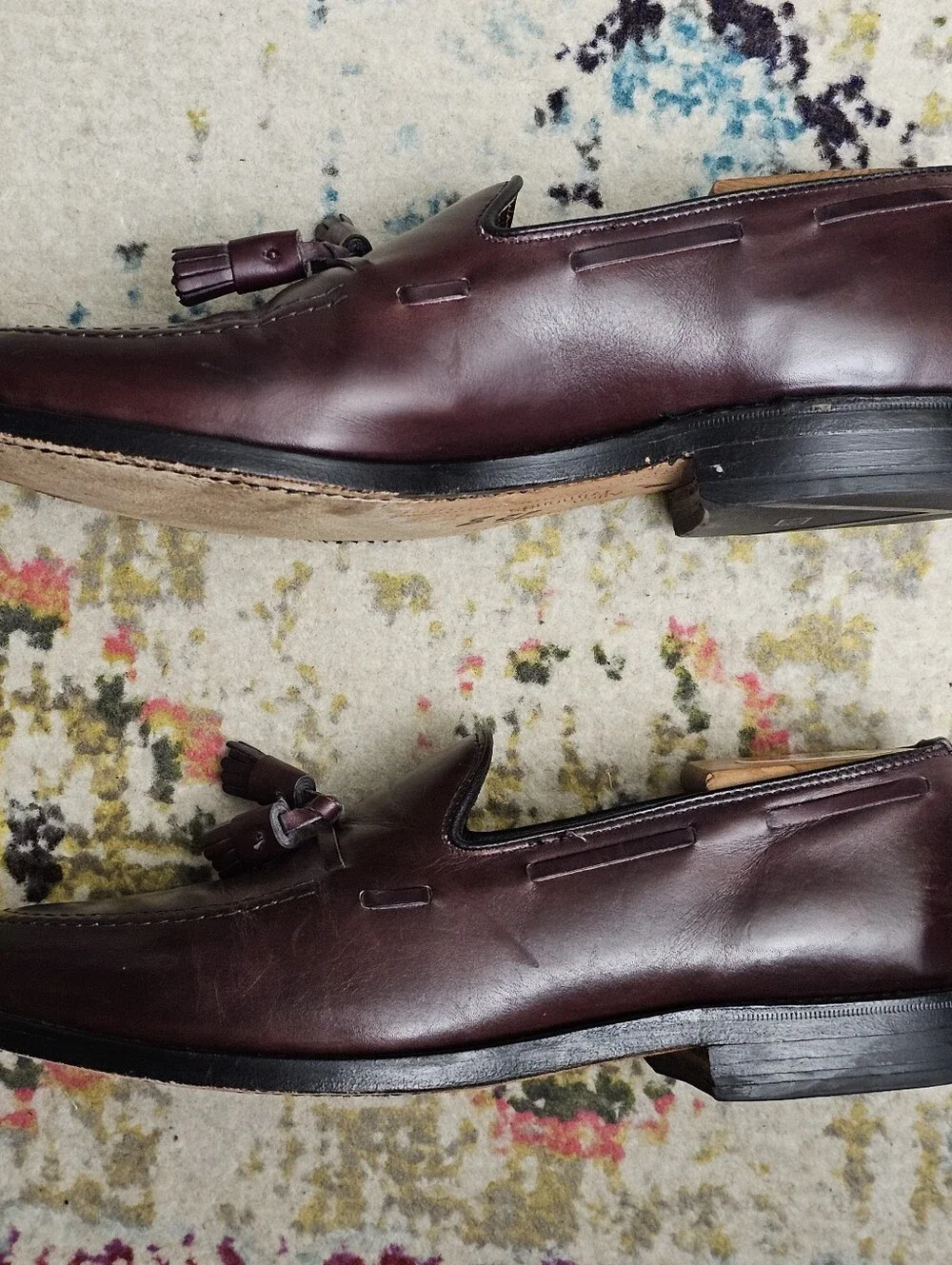 Allen Edmonds Grayson Tassel Loafers Men's Dress Shoes 8.5 D Burgundy Oxblood